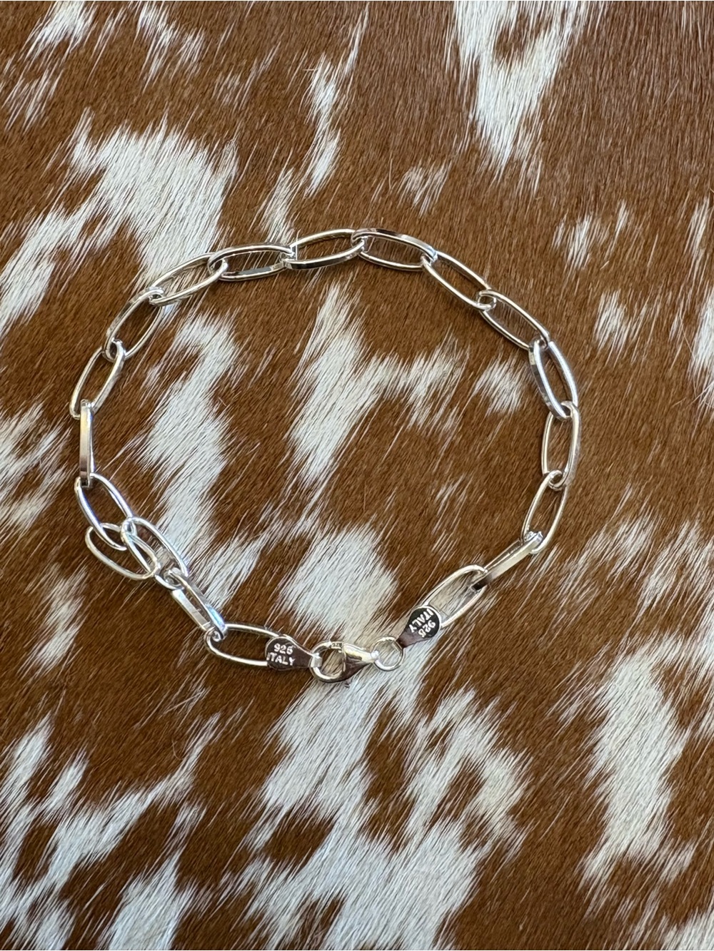 925 Italy Sterling Silver 8in Paperclip Chain Bracelet - 925 Italy